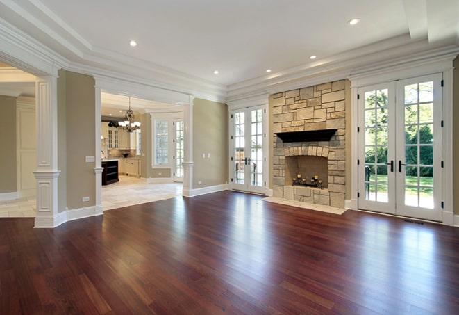 wide plank hickory hardwood floors in a modern kitchen